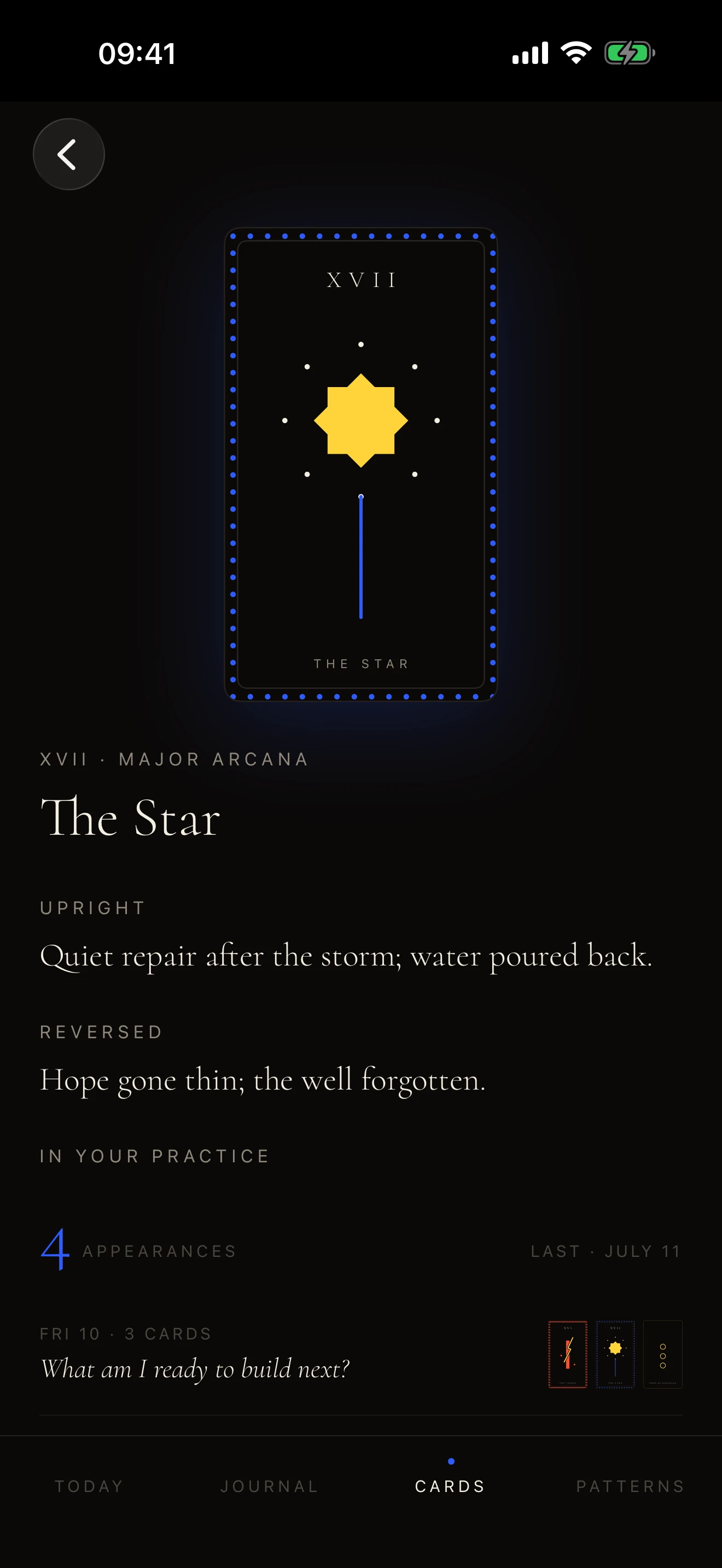 A card detail in Amulet with its upright and reversed meaning
